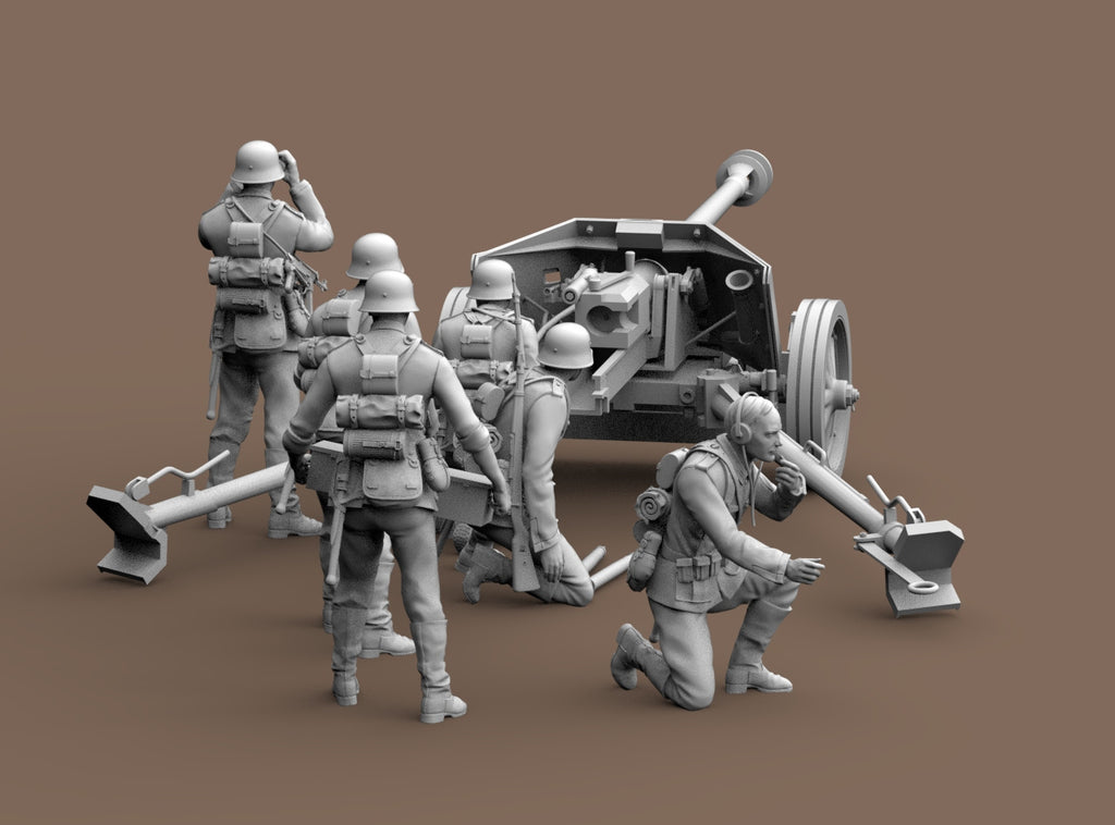PaK 40 75mm con Equipaggio WWII