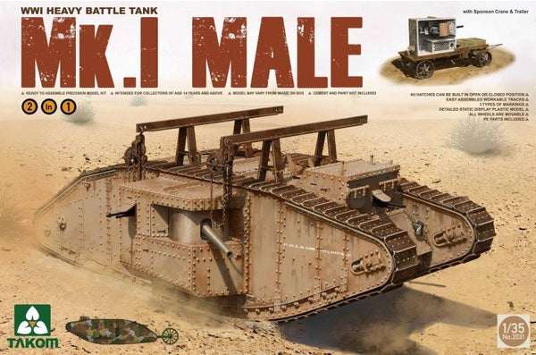 1/35 WWI Heavy Battle Tank Mk.I male 2in1