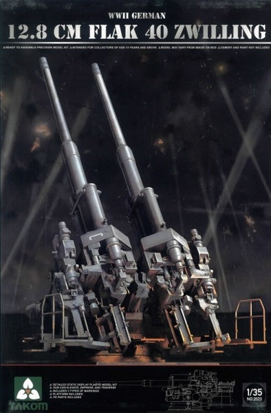 1/35 WWII German 12.8 cm FlaK 40 Zwilling