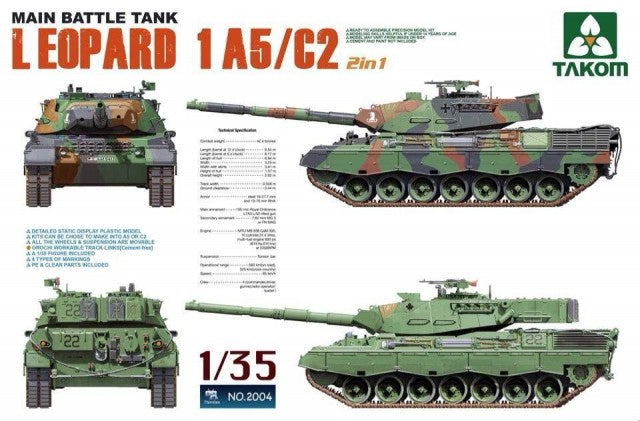 1/35 Main Battle Tank Leopartd 1 A5/C2 2 in 1