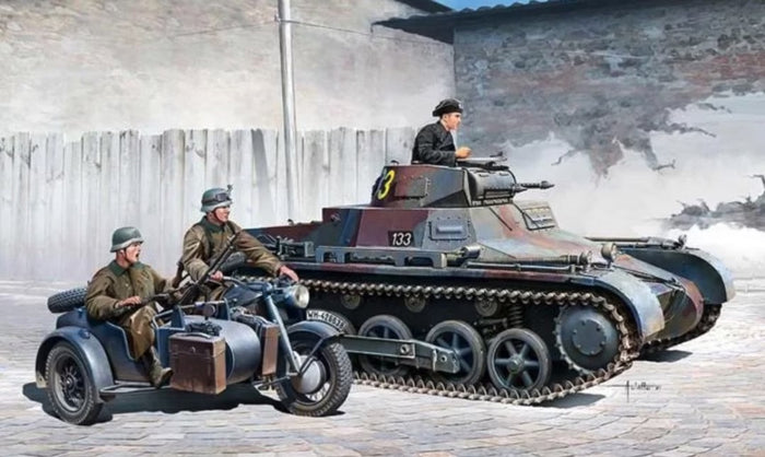 1/35 German Panzer I Ausf.B & Motorcycle