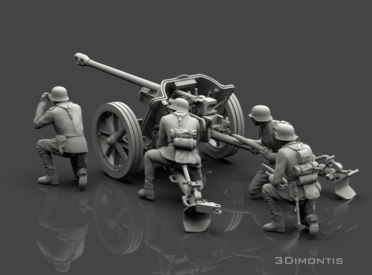 PaK 38 50mm con Equipaggio WWII