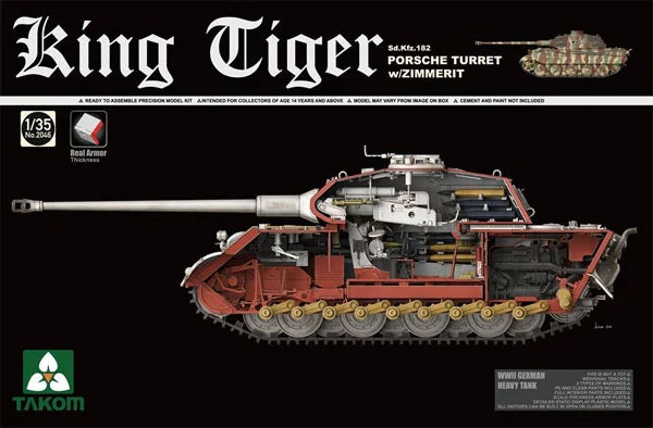 1/35 WWII German Heavy Tank Sd.Kfz.182 King Tiger Porsche Turret w/Zimmerit