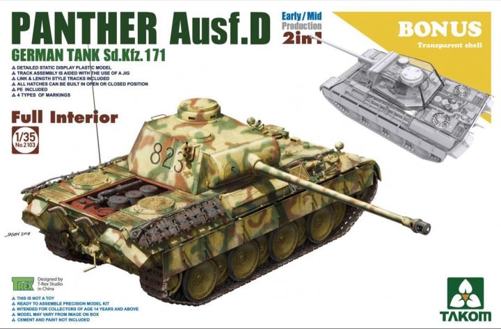 1/35 WWII German medium Tank Sd.Kfz.171 Panth Ausf.D Early/Mid production w/full
