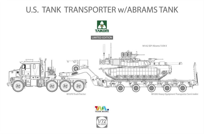 1/72 U.S. M1070&M1000 70 Ton Tank Transporter w/Abrams TANK, Limited Edition