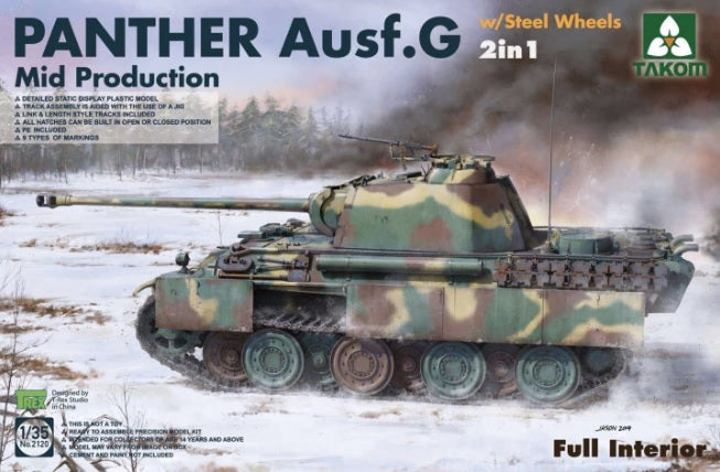 1/35 WWII German medium Tank Panther Ausf.G Mid production w/Steel Wheels 2in1