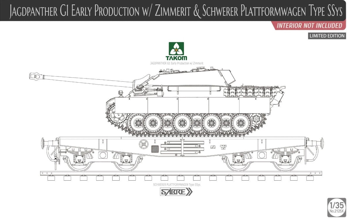 1/35 Jagdpanther G1 early production w/Zimmer &Schwerer Plattformwagen Type SSys,Limit.Edition