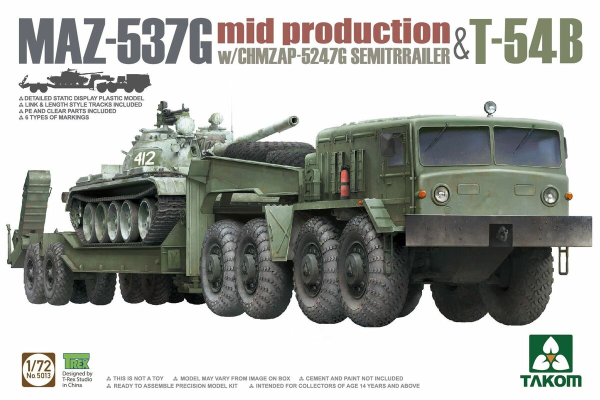 1/72 MAZ-537G  w/ChMZAP-5247G   Semi-trailer mid production & T-54B