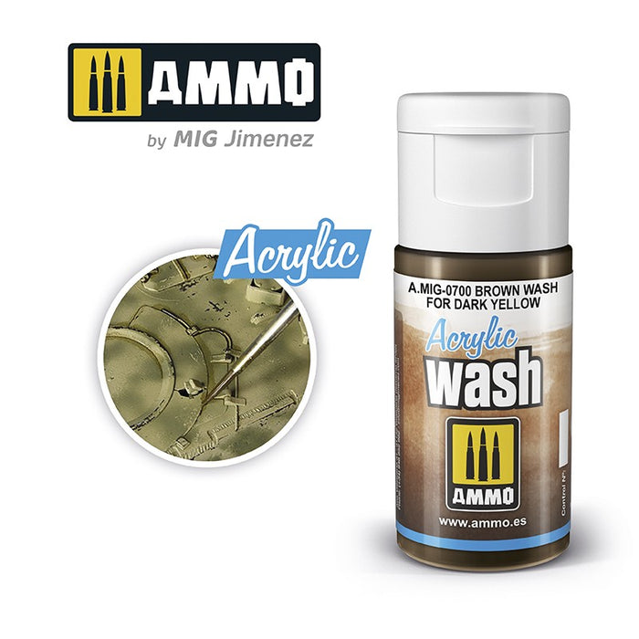 ACRYLIC WASH Brown Wash for Dark Yellow - 15ml