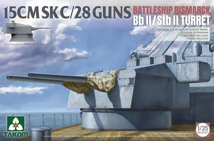 15CMSK C/28 GUNS BATTLESHIP BISMARCK Bb II / Stb II Turret in 1:35
