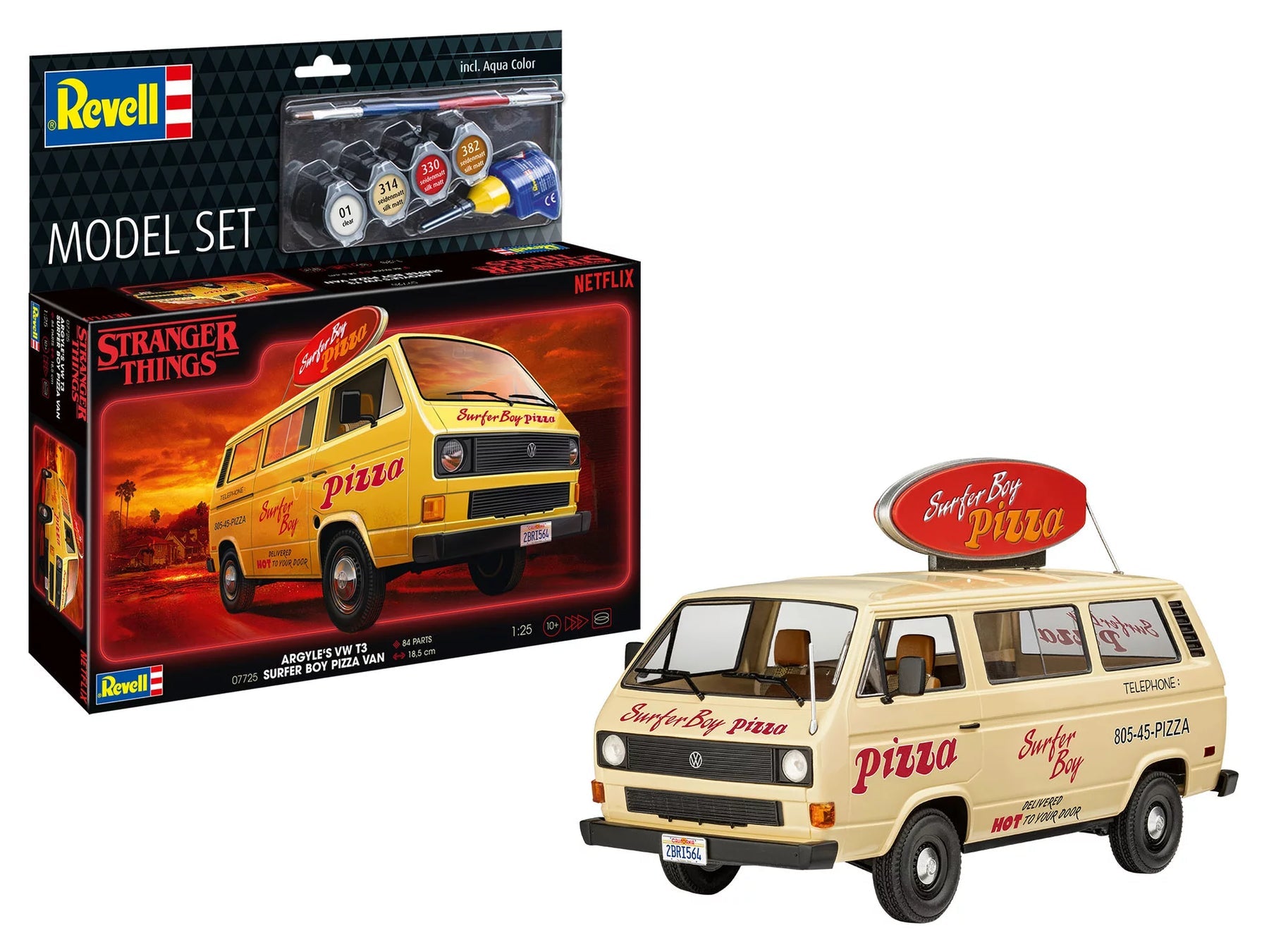 1/25 Model Set Argyle's VW T3 Surfer Boy Pizza Van: Stranger Things