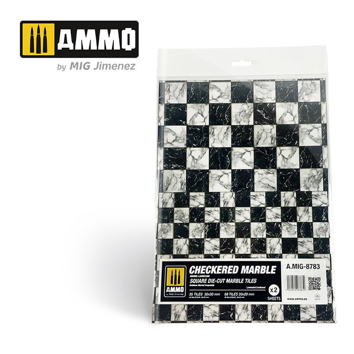 Checkered Marble. Square Die-cut Marble Tiles ? 2 pcs.