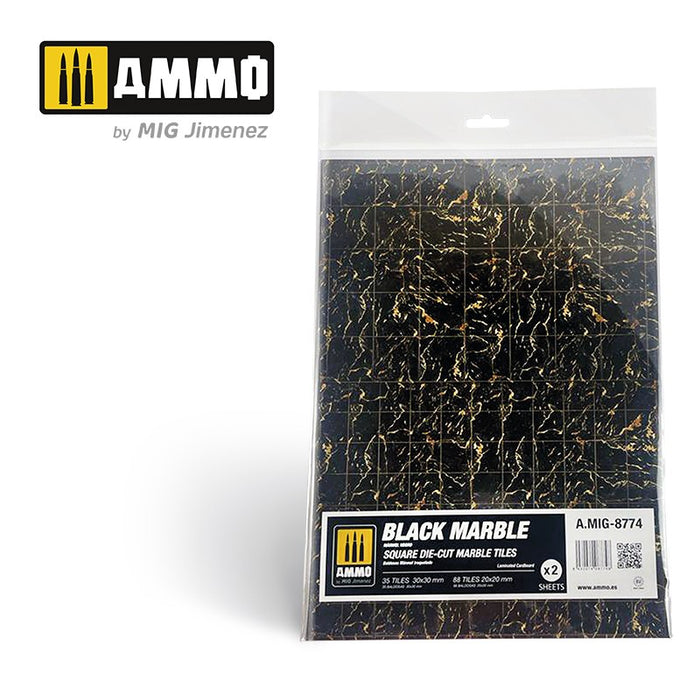 Black Marble. Square Die-cut Marble Tiles ? 2 pcs.