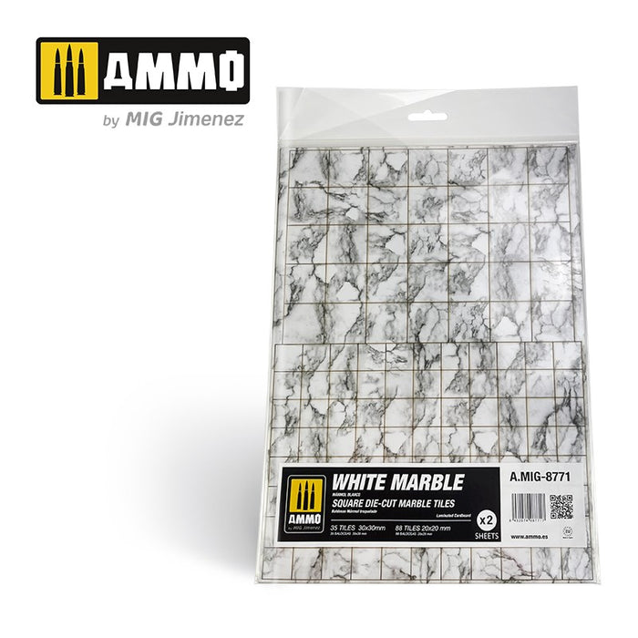 White Marble. Square Die-cut Marble Tiles ? 2 pcs.