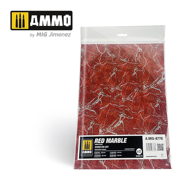 Red Marble. Round Die-cut for Bases for Wargames ? 2 pcs.