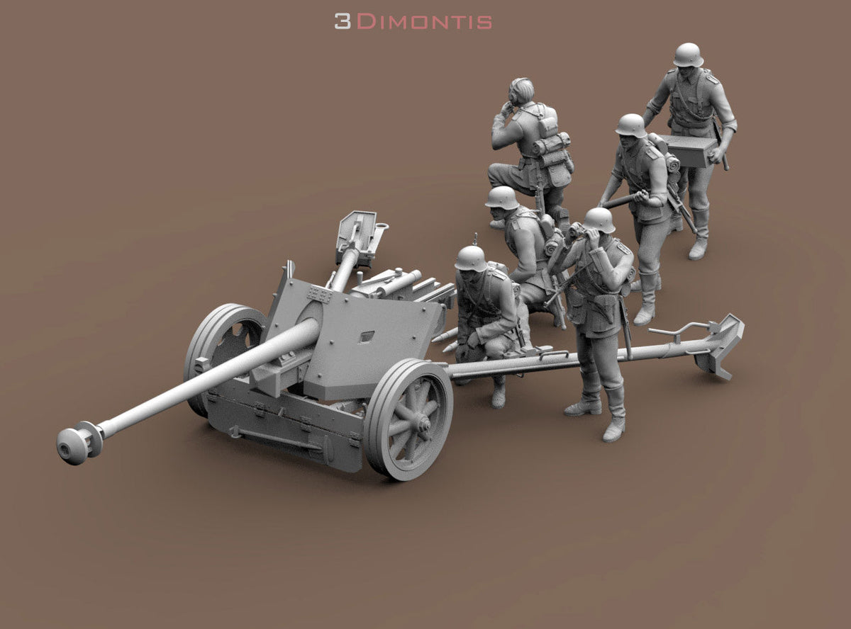 PaK 40 75mm con Equipaggio WWII