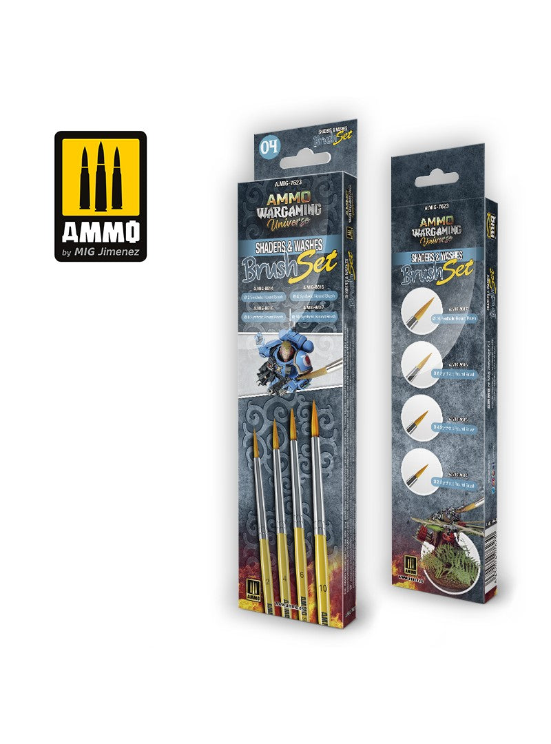 AMMO WARGAMING UNIVERSE - Shaders & Washes Brush Set