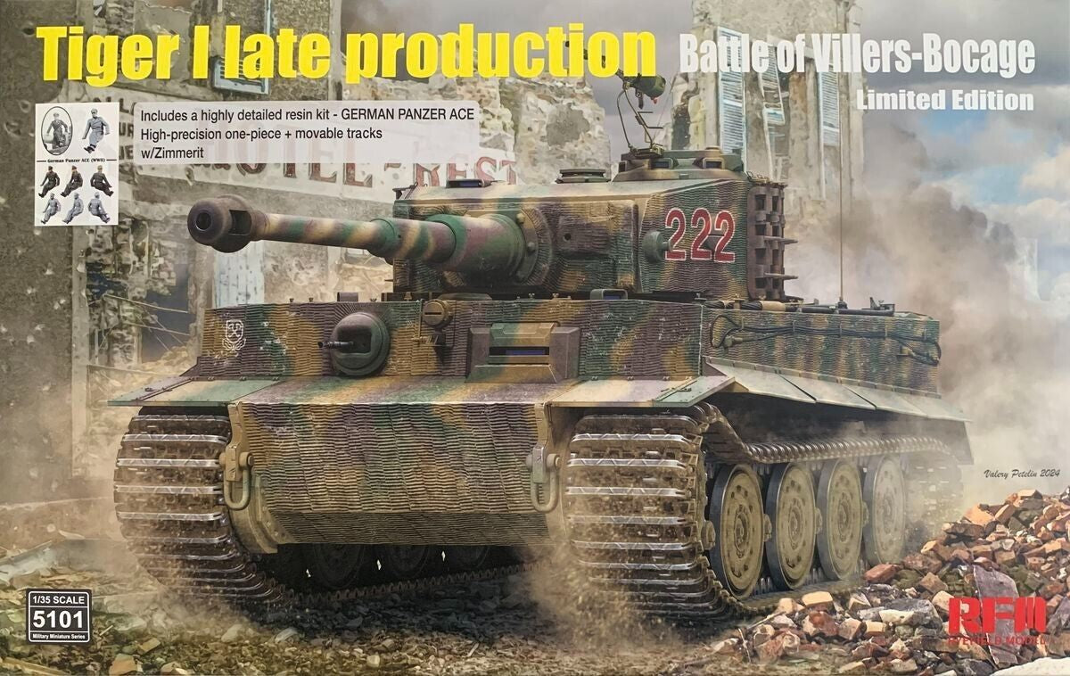 1/35 Tiger I Late Production Battle of Villers-Bocage Limited Edition W/Zimmerit, Includes a Highly Detailed Resin Kit