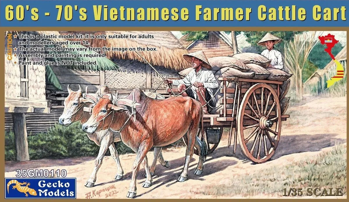 1/35 60's-70's Vietnamese Farmer Cattle Cart