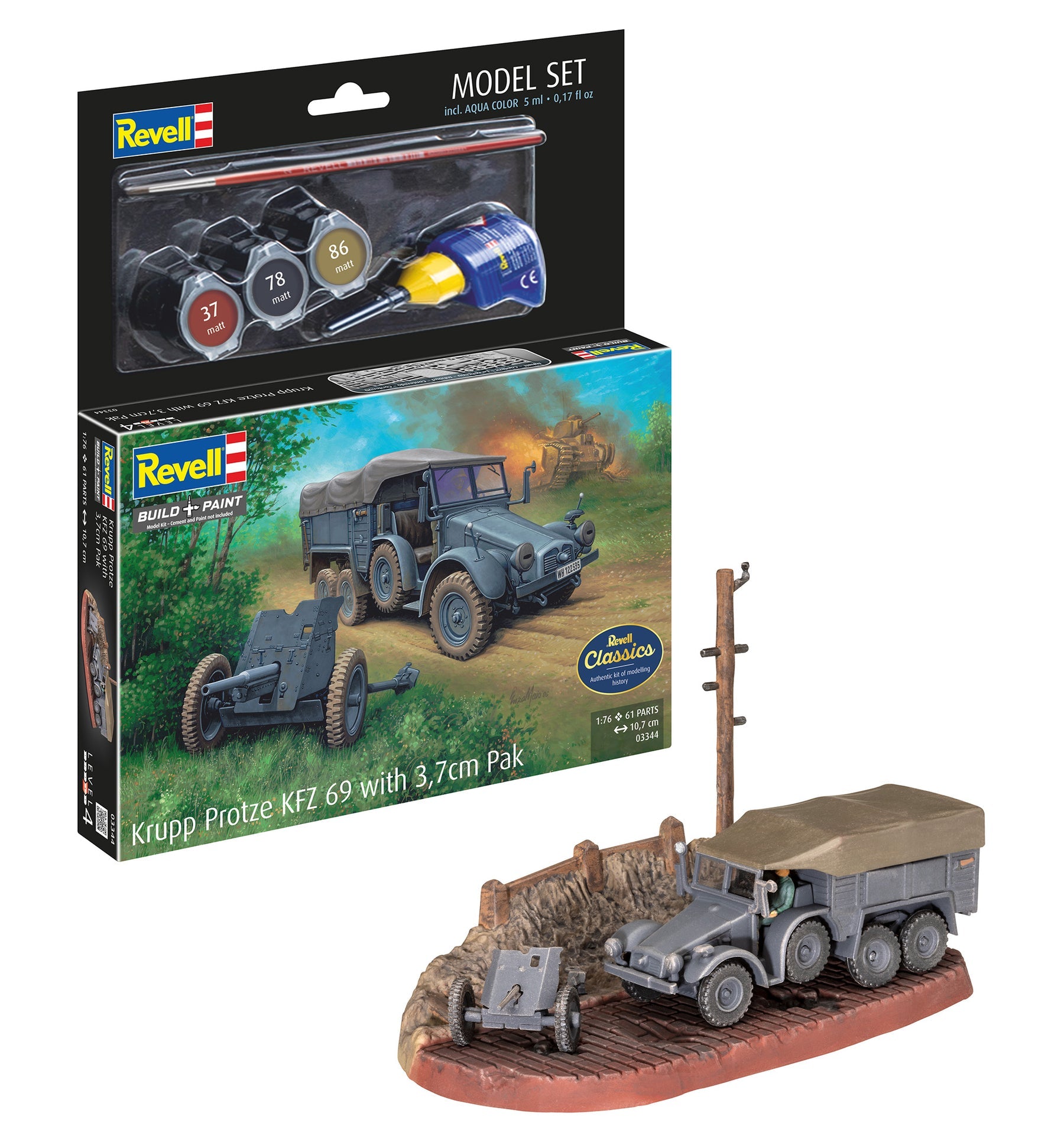 1/76 Model Set Krupp Protze KFZ 69 with 3.7cm Pak
