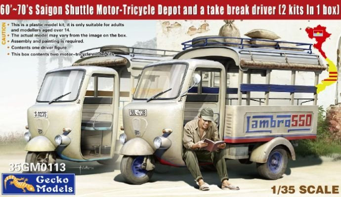 1/35 60‘~70’s Saigon Shuttle Motor-Tricycle Depot and a take break drive [2 kits In 1 box]