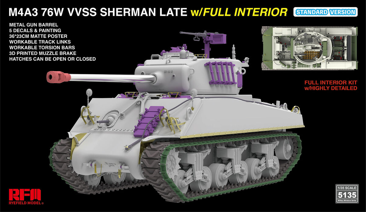 1/35 M4A3 Sherman 76W VVSS Late W/Full Interior Standard Version