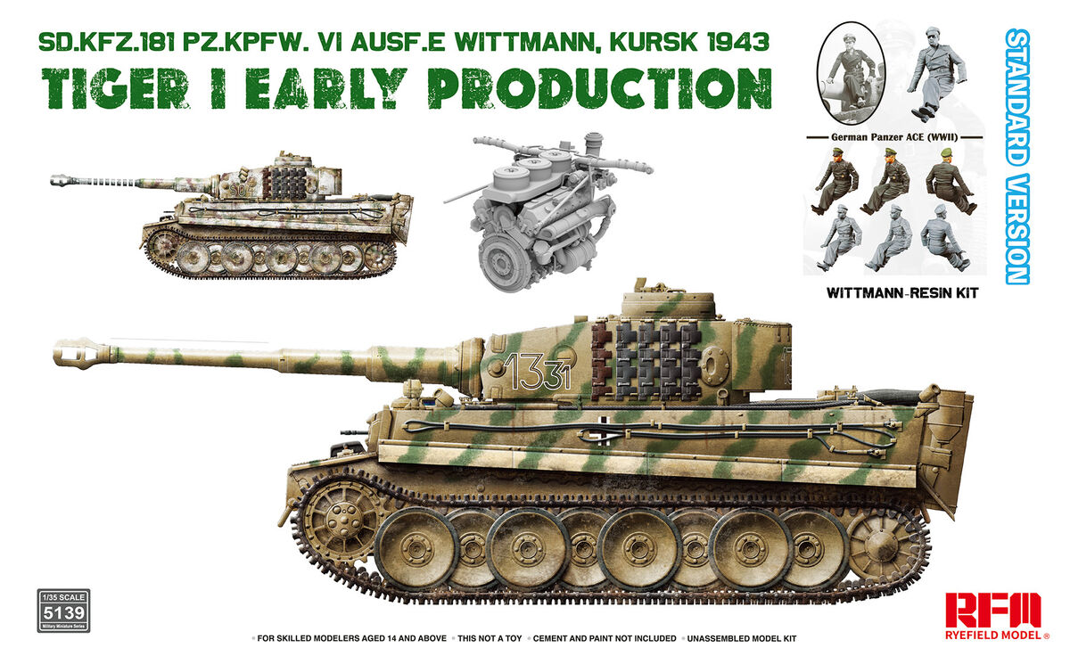 1/35 Sd.Kfz.181 Tiger I Early Production Kursk 1943 Standard Version W/Wittmann (Resin figure)