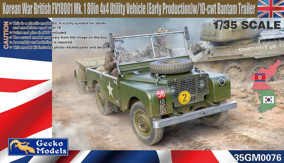 1/35 Korean War British FV18001 Mk. 1 80in 4x4 Utility Vehicle (Early Production) w/10-cwt Bantam Trailer