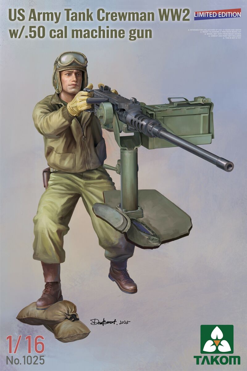 1/16 US Army Tank Crewman WW2 with .50 cal Machine Gun