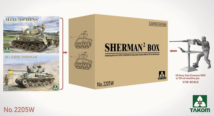Sherman2 Box M4A1 (76w) HVSS + M1 Super Sherman + US Army Tank Crewman Limited Edition