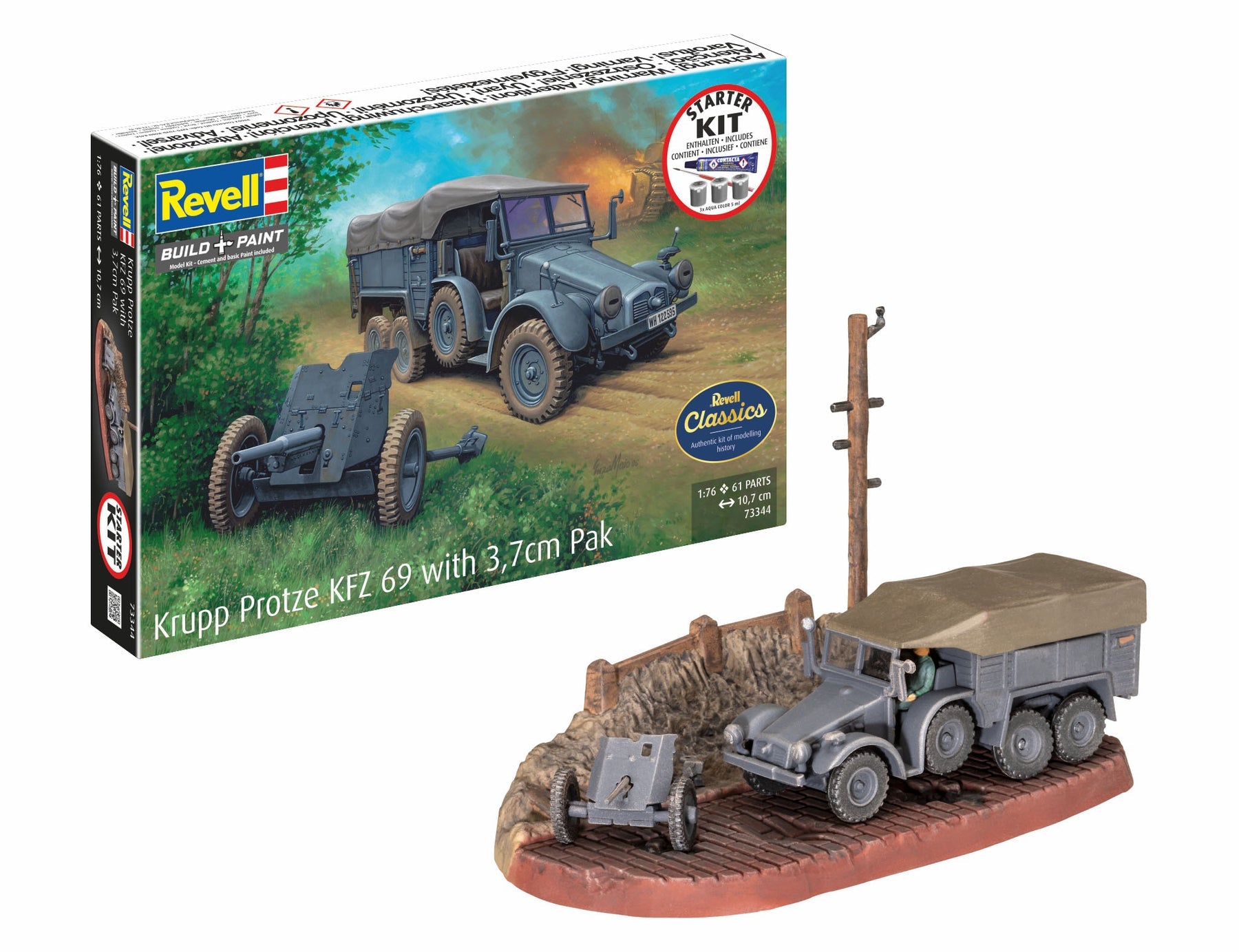 1/76 Starter Kit Krupp Protze KFZ 69 with 3,7cm Pak