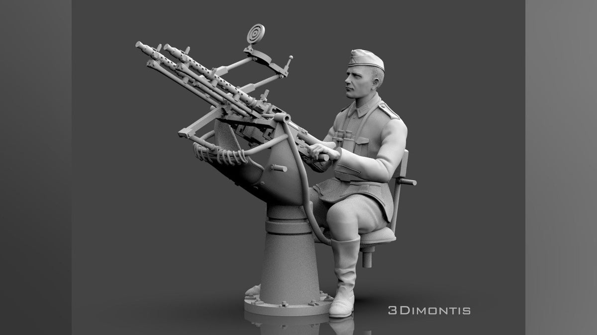 Postazione Quadrupla MG 34 con Operatore WWII