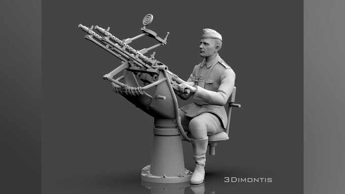 Postazione Quadrupla MG 34 con Operatore WWII
