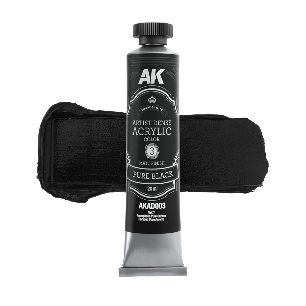 Pure Black - Artist Dense Acrylic Color Matt Finish 20ml