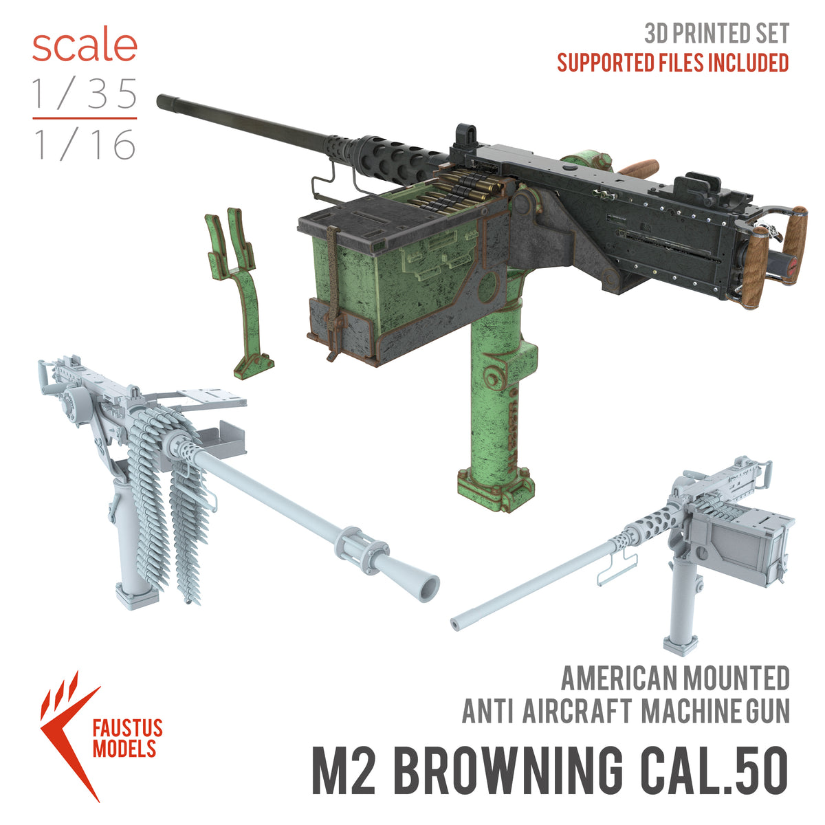 M2 Browning Cal.50 American Heavy Machine gun 3D-print 1/35 and 1/16