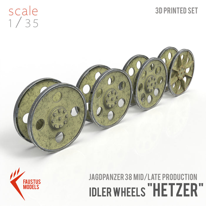 Jagdpanzer 38 Hetzer Mid. to late. Idler wheels 4x 3d-print