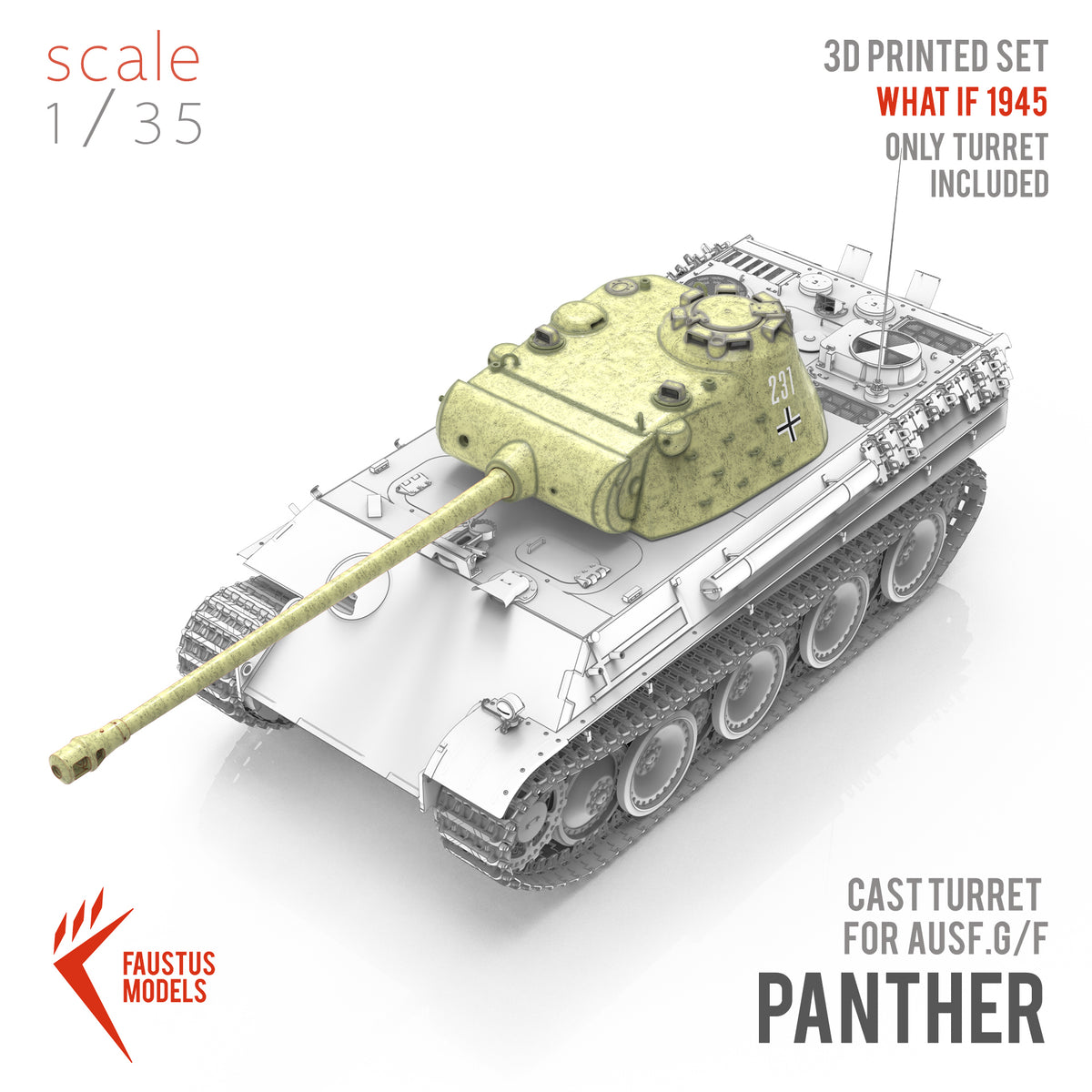 Cast Turret "Gussturm" for Panther Ausf.G/F/ II 3d-print