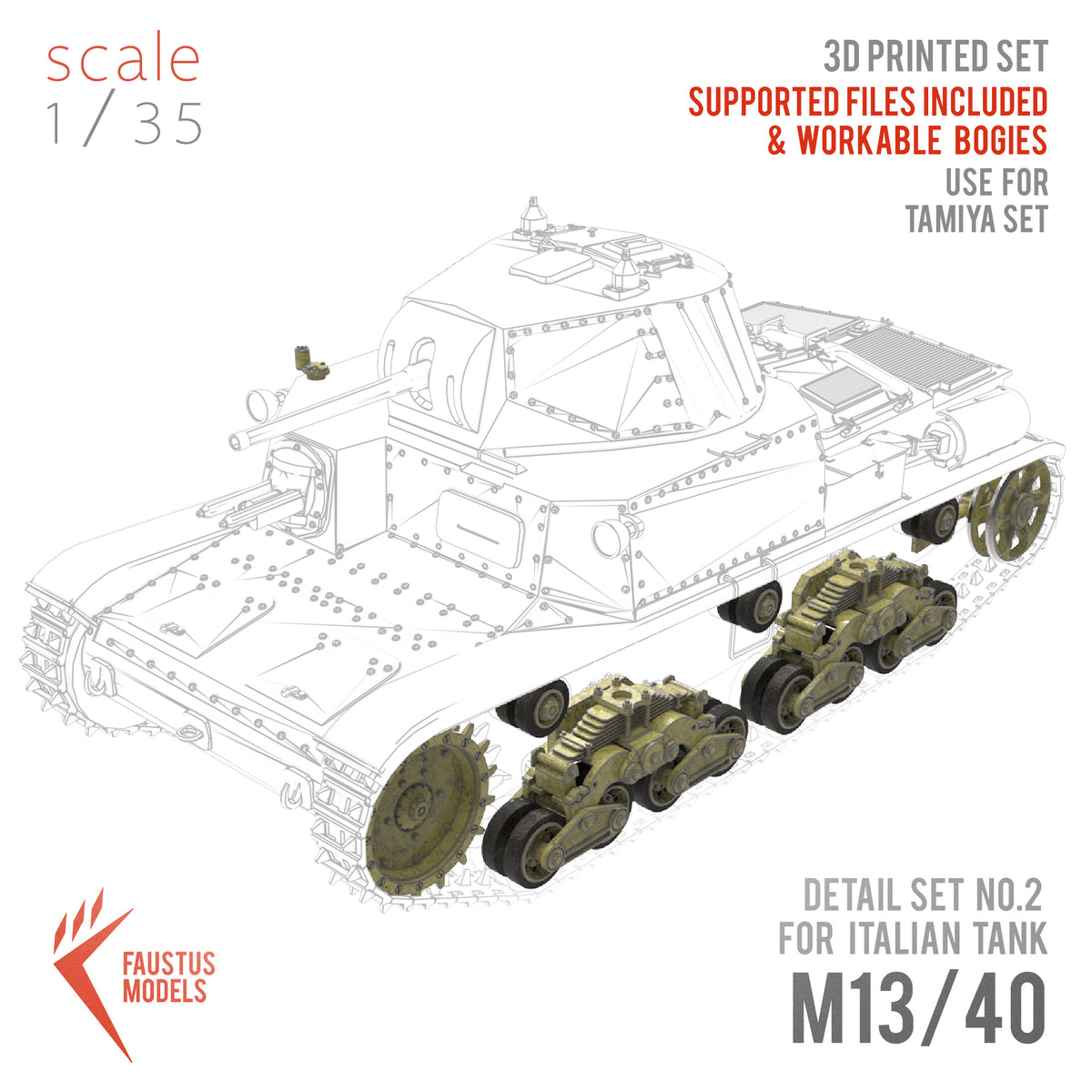 DETAIL SET No.2 FOR M13/40 workable suspension | 3D PRINT