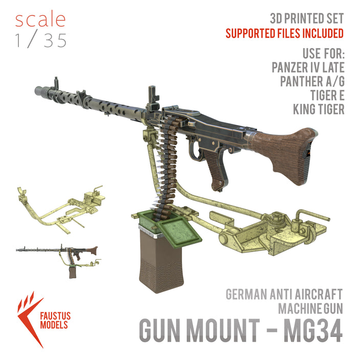 Gun Mount + MG-34 for German Tanks