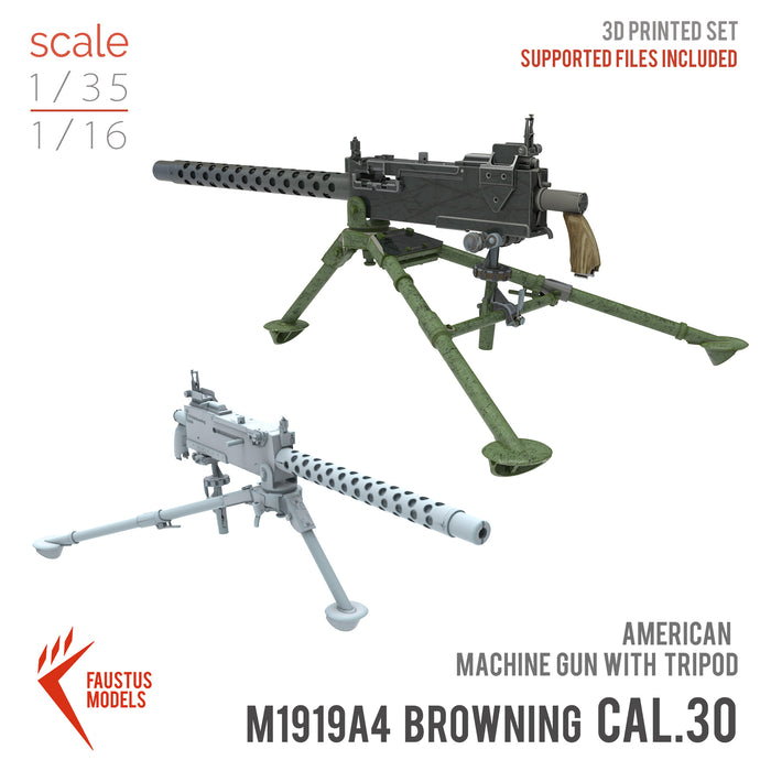 M1919A4 BROWNING CAL.30 AMERICAN MACHINE GUN TRIPOD 3D-PRINT 1/35 AND 1/16