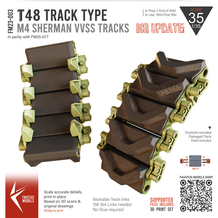 UPDATED! T48 Type M4 Sherman VVSS Track