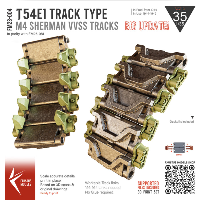 UPDATED! T54E1 Type M4 Sherman VVSS Track