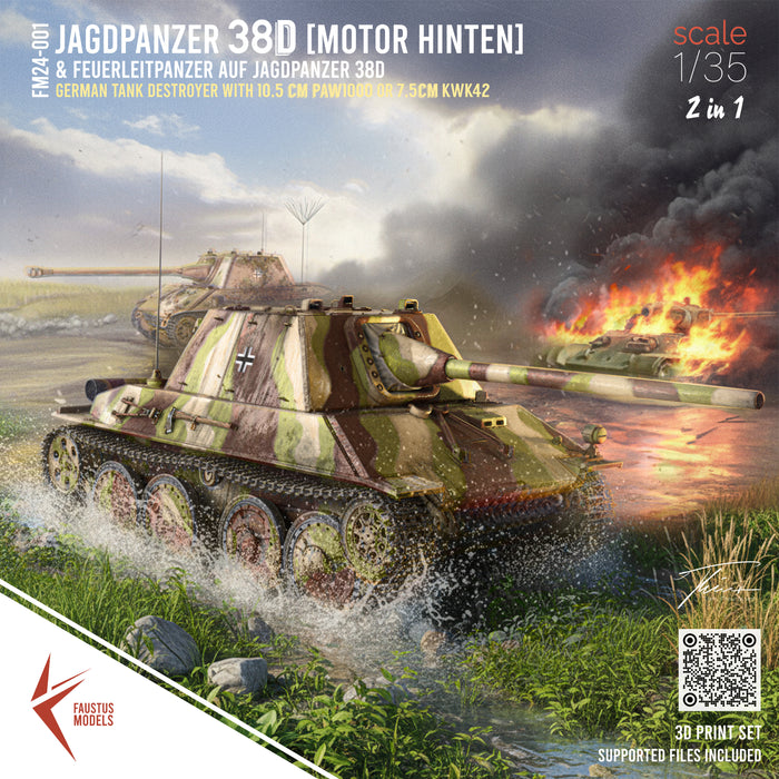 JAGDPANZER 38D w. PAW1000 & KWK42 3D PRINT SET 1/35