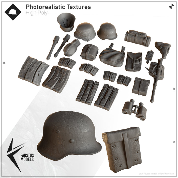 German Infantry Accessories Set 3D PRINTABLE MODEL
