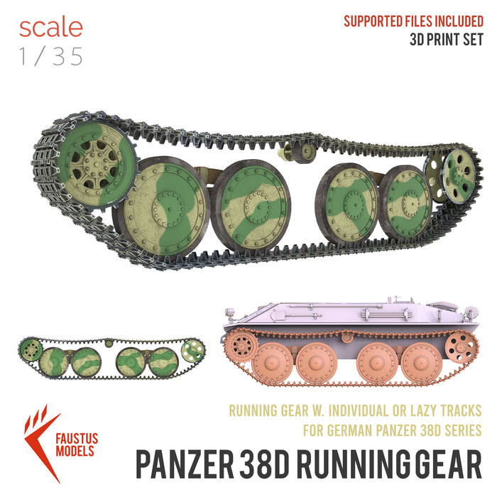 Panzer38D Running Gear & Lazy Tracks 3D printable model 1/35
