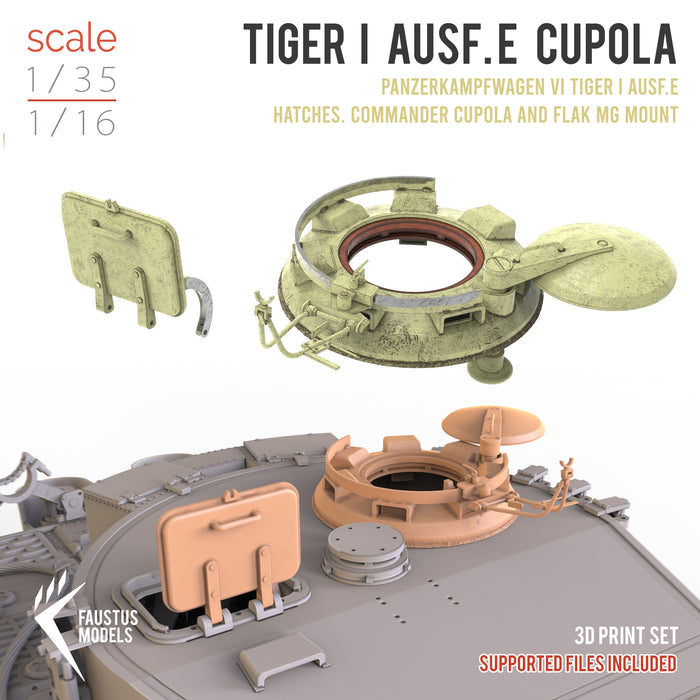 TIGER I AUSF.E LATE TURRET HATCHES 3D PRINT SET 1/35 1/16