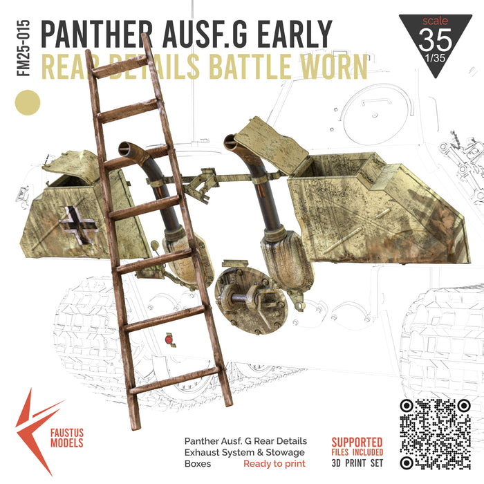 Panther Ausf.G Rear Details - Initial Version - Battle Worn