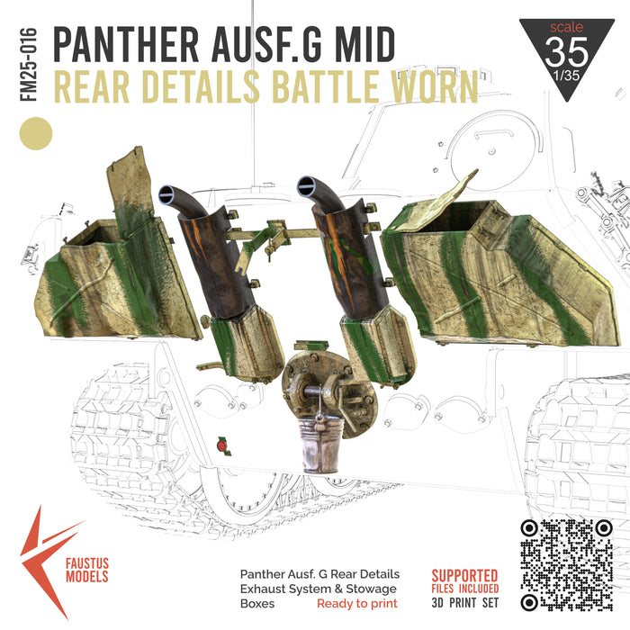 Panther Ausf.G Rear Details - Mid Version - Battle Worn