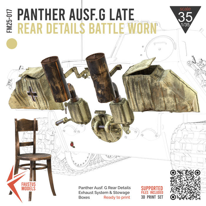 Panther Ausf.G Rear Details - Late Version - Battle Worn