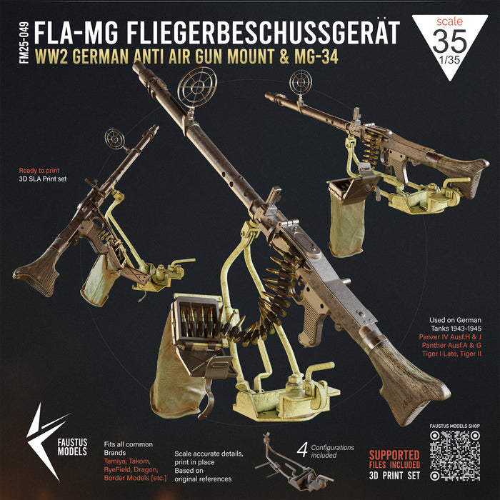 FlaMG MG-34 Fliegerbeschussgerät (German WW2 AA MG) 3D-PRINT.